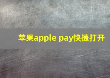 苹果apple pay快捷打开